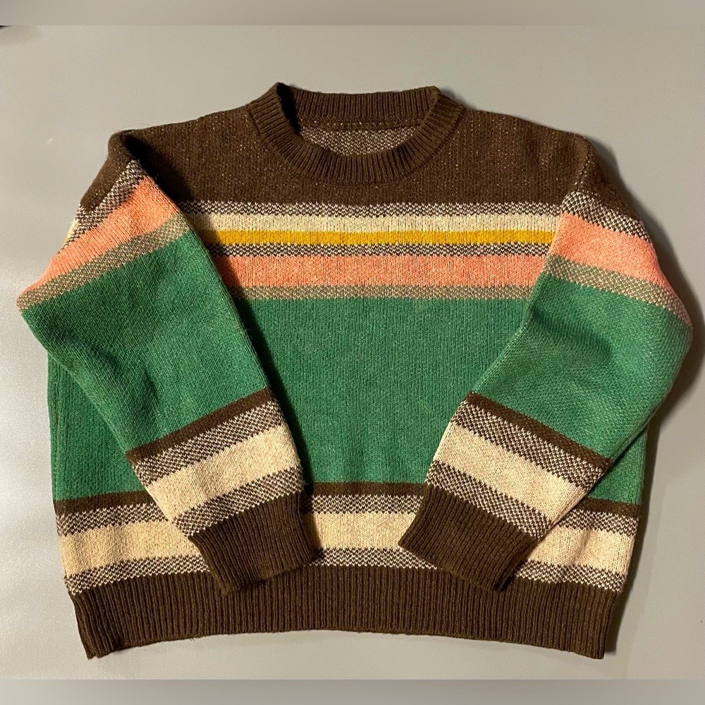 VTG Green Striped Sweater Women's Size M#204